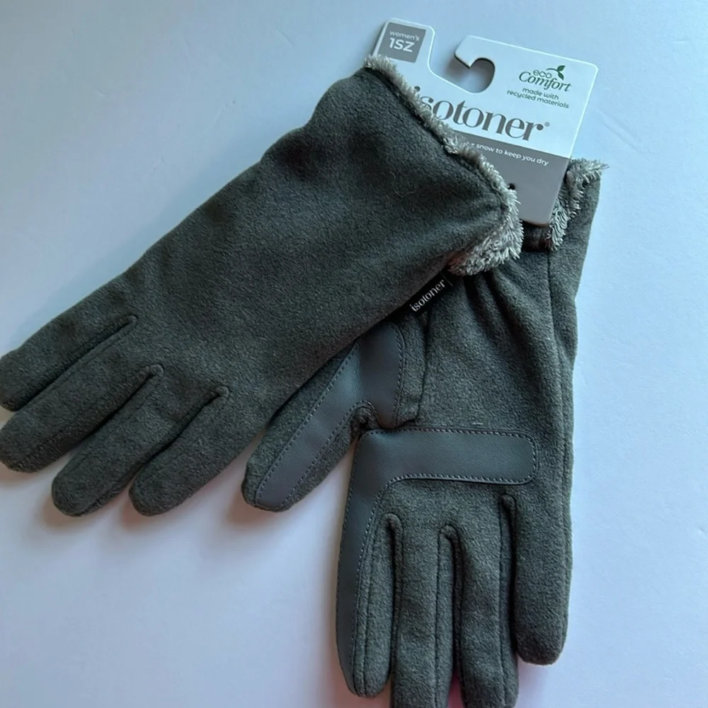 NWT ISOTONER SmartDri Heather Grey Knit Gloves